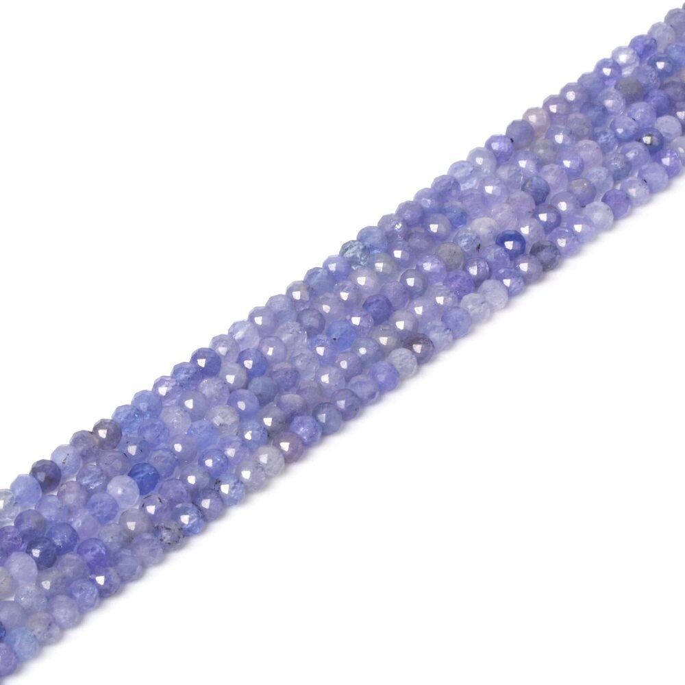 6635 Natural Tanzanite Gemstone 4mm Faceted Rondelle Spacer Loose Beads 16